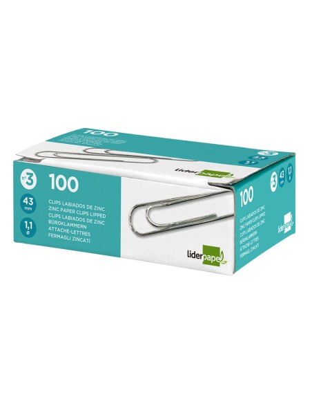 Clips liderpapel nº3 labiados 43 mm caja de 100 unidades
