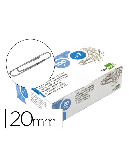 Clips liderpapel nº1 labiados 20 mm caja de 100 unidades