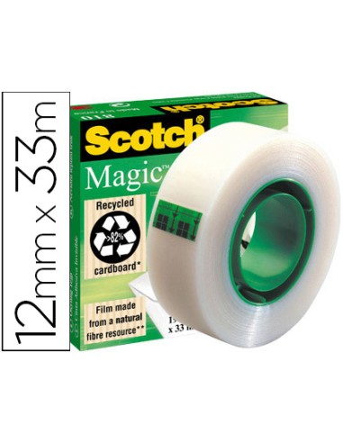 Cinta adhesiva scotch magic invisible 33 mt x 12 mm