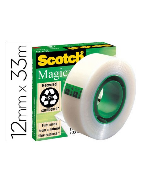 Cinta adhesiva scotch magic invisible 33 mt x 12 mm