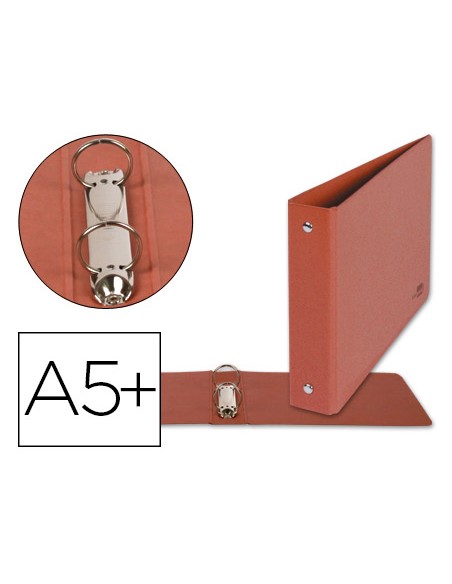 Carpeta de 2 anillas 40mm redondas liderpapel cuarto apaisado carton cuero