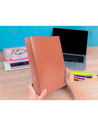 Carpeta de 2 anillas 25mm redondas liderpapel folio carton cuero