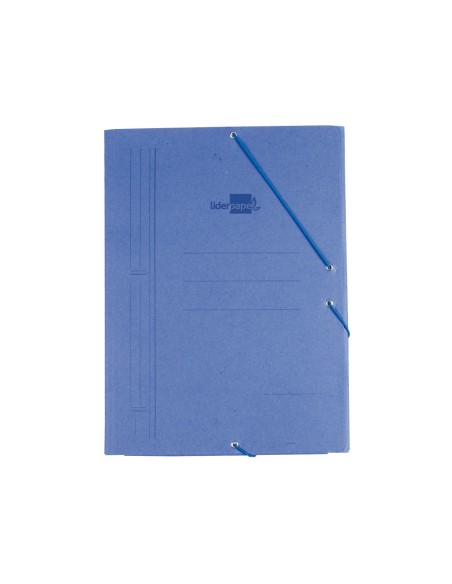 Carpeta liderpapel gomas folio 3 solapas carton compacto azul