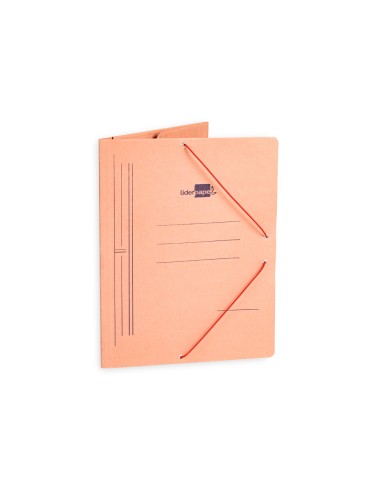 Carpeta liderpapel gomas folio 3 solapas carton compacto cuero