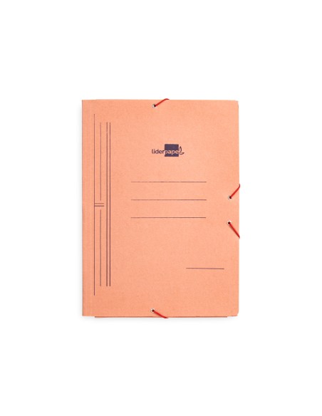 Carpeta liderpapel gomas folio 3 solapas carton compacto cuero