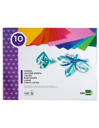 Bloc trabajos manuales liderpapel charol 240x315mm 10hojas colores surtidos