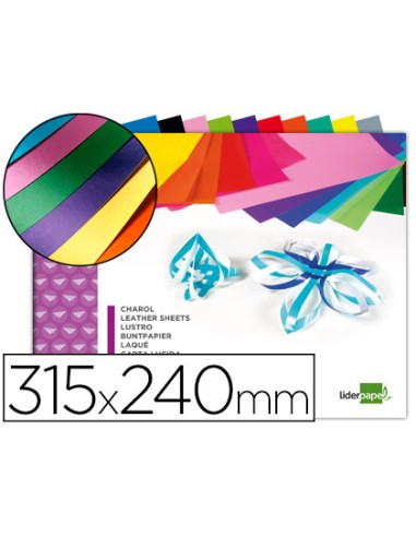 Bloc trabajos manuales liderpapel charol 240x315mm 10hojas colores surtidos