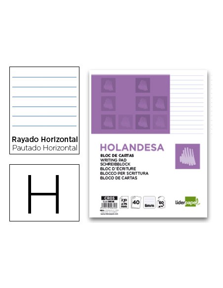Bloc de cartas liderpapel rayado horizontal holandesa 40 hojas 60g m2 Bloc de cartas liderpapel rayado horizontal holandesa 40 hojas 60g m2