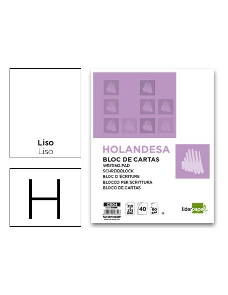 Bloc de cartas liderpapel liso holandesa 40 hojas 60g m2