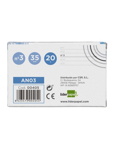 Anilla bisagra liderpapel niquelada n3 diametro 35 mm caja de 20 unidades