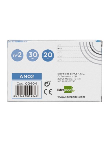 Anilla bisagra liderpapel niquelada n2 diametro 30 mm caja de 20 unidades