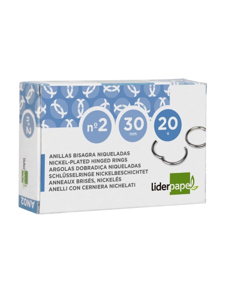 Anilla bisagra liderpapel niquelada n2 diametro 30 mm caja de 20 unidades