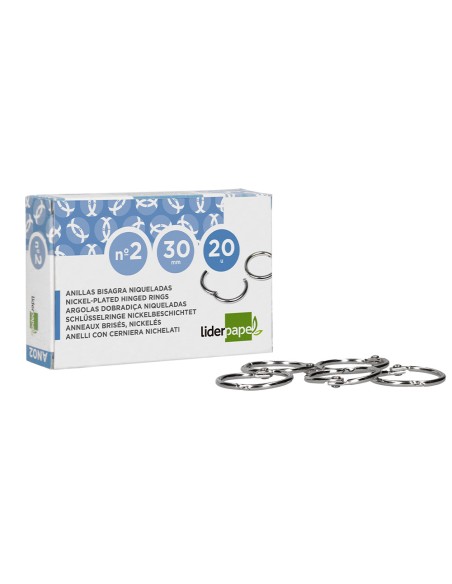 Anilla bisagra liderpapel niquelada n2 diametro 30 mm caja de 20 unidades