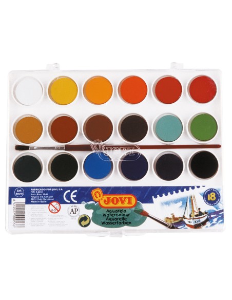 Acuarela jovi 18 colores con pincel estuche de plastico