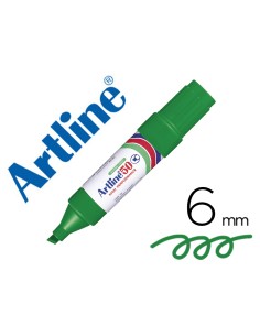 Rotulador artline marcador permanente ek 50 verde punta biselada 6 mm papel metal y cristal
