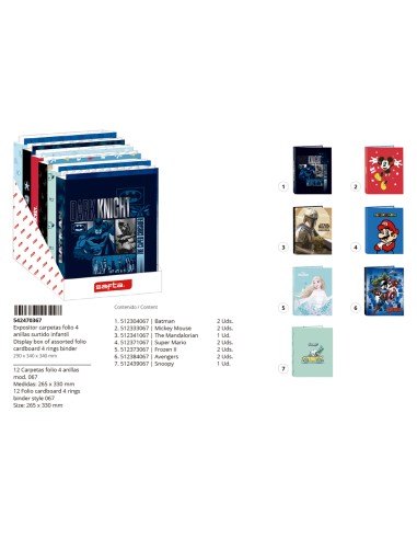 Expositor carpeta safta carton folio 4 anillas mixtas 340x290x340 mm