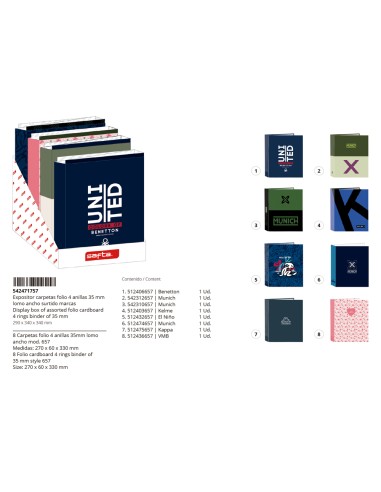 Expositor carpeta safta carton folio 4 anillas lomo ancho 340x290x340 mm