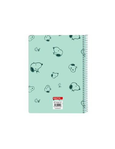 Cuaderno espiral safta tapa extradura cuarto 80 hojas cuadro 4 mm 60 gr snoopy groovy