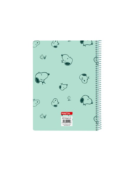 Cuaderno espiral safta tapa extradura cuarto 80 hojas cuadro 4 mm 60 gr snoopy groovy