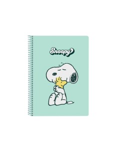 Cuaderno espiral safta tapa extradura cuarto 80 hojas cuadro 4 mm 60 gr snoopy groovy
