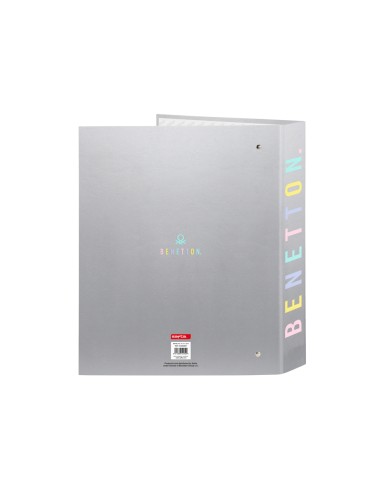 Carpeta safta carton folio 4 anillas lomo ancho benetton silver 60x270x300 mm