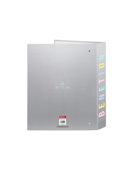 Carpeta safta carton folio 4 anillas lomo ancho benetton silver 60x270x300 mm