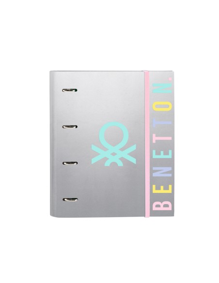 Carpeta con recambio safta din a4 tapa forrada 100 h 60 gr cuadro 5 mm con goma y 5 separadores benetton silver