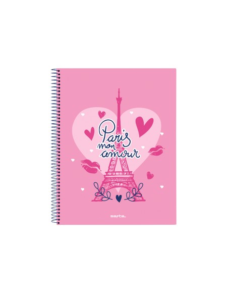 Cuaderno espiral safta microperforado din a4 tapa forrada 120 hojas cuadro 5 mm 60 gr paris