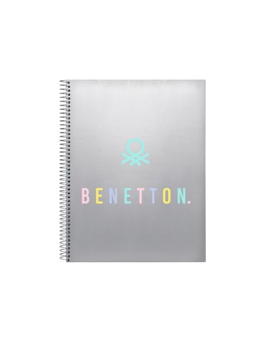 Cuaderno espiral safta microperforado din a4 tapa forrada 120 hojas cuadro 5 mm 60 gr benetton silver