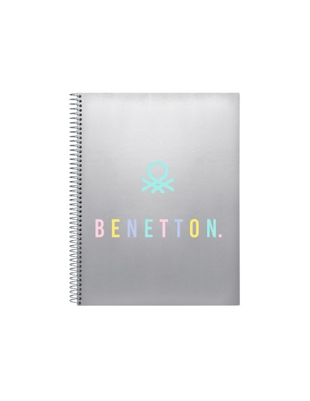 Cuaderno espiral safta microperforado din a4 tapa forrada 120 hojas cuadro 5 mm 60 gr benetton silver