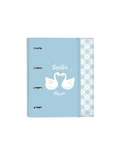 Carpeta con recambio safta din a4 tapa forrada 100 h 60 gr cuadro 5 mm con goma y 5 separadores glowlab cisnes