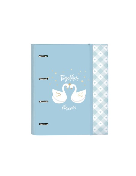 Carpeta con recambio safta din a4 tapa forrada 100 h 60 gr cuadro 5 mm con goma y 5 separadores glowlab cisnes