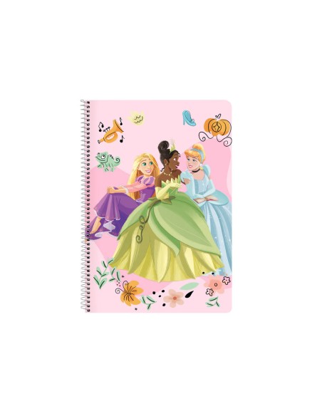 Cuaderno espiral safta folio 80 h 60 gr cuadro 4 mm tapa extradura princesas disney magical