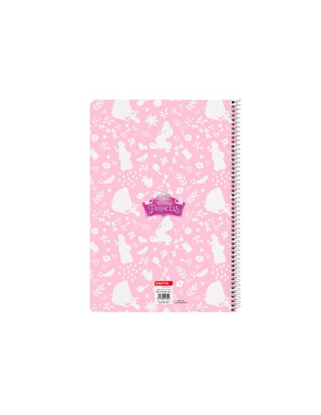 Cuaderno espiral safta folio 80 h 60 gr cuadro 4 mm tapa extradura princesas disney magical