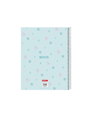 Cuaderno espiral safta tapa forrada din a4 120 hojas cuadro 5 mm 60 gr moos garden