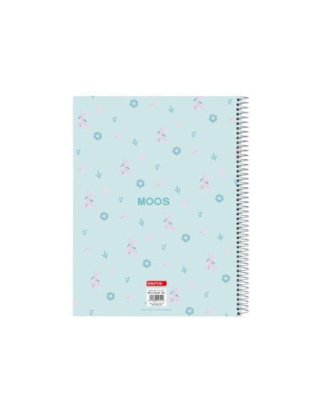 Cuaderno espiral safta tapa forrada din a4 120 hojas cuadro 5 mm 60 gr moos garden