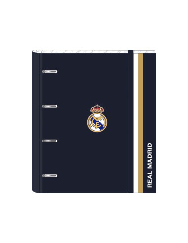 Carpeta con recambio safta din a4 tapa forrada 100 h 60 gr cuadro 5 mm con goma y 5 separadores real madrid 1