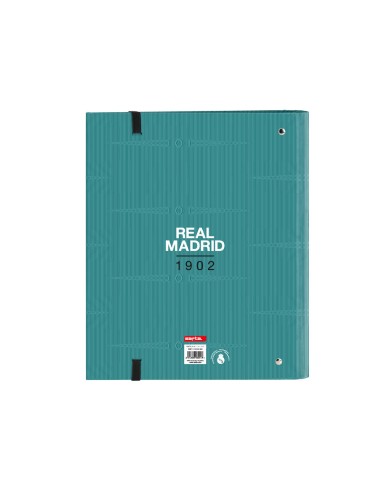 Carpeta con recambio safta din a4 tapa forrada 100 h 60 gr cuadro 5 mm 270x35x320 mm real madrid 3 equipacion