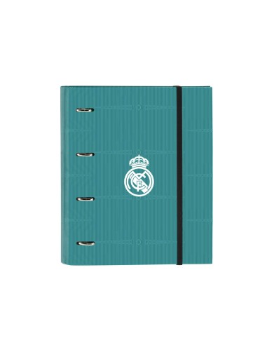 Carpeta con recambio safta din a4 tapa forrada 100 h 60 gr cuadro 5 mm 270x35x320 mm real madrid 3 equipacion