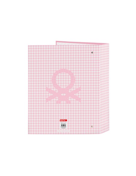 Carpeta carton folio 4 anillas safta lomo ancho benetton vichy 270x60x330 mm