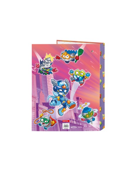Carpeta carton folio 4 anillas mixtas safta superthings guardians of kazoom 265x40x330 mm