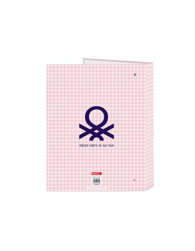 Carpeta carton folio 4 anillas mixtas safta benetton vichy 265x40x330 mm