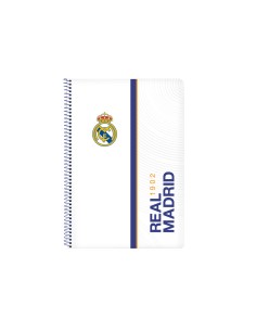 Cuaderno espiral safta folio 80 h 60 gr cuadro 4 mm tapa extradura real madrid 1 equipacion 21 22