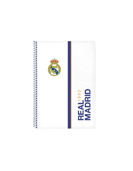 Cuaderno espiral safta folio 80 h 60 gr cuadro 4 mm tapa extradura real madrid 1 equipacion 21 22