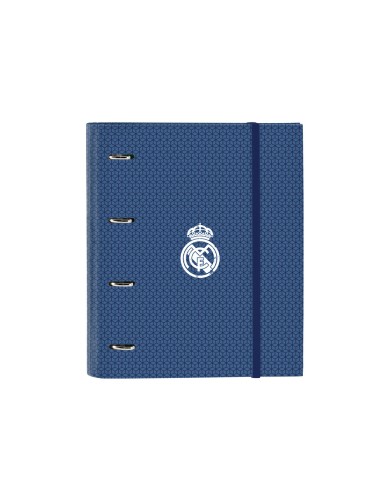 Carpeta safta 4 anillas din a4 con recambio 100 hojas real madrid corporativa