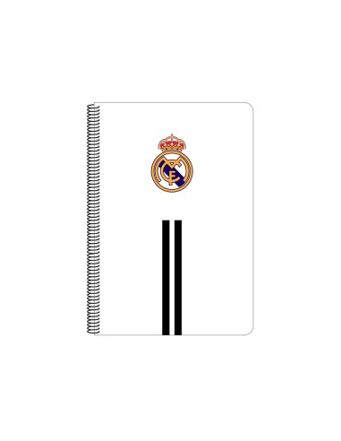 Cuaderno espiral safta folio 80 h 60 gr cuadro 4 mm tapa extradura real madrid 1 equipacion 20 21