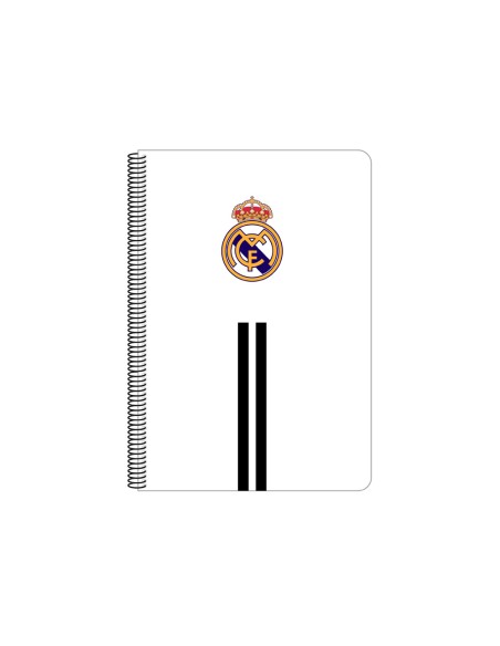 Cuaderno espiral safta folio 80 h 60 gr cuadro 4 mm tapa extradura real madrid 1 equipacion 20 21