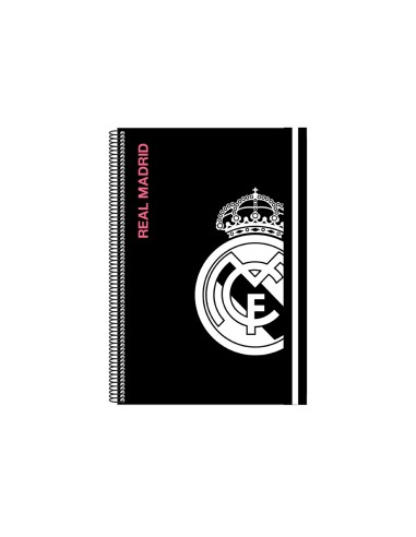 Cuaderno espiral safta folio 80 h 60 gr cuadro 4 mm tapa extradura real madrid 1 equipacion 20 21