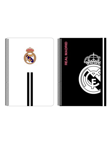 Cuaderno espiral safta folio 80 h 60 gr cuadro 4 mm tapa extradura real madrid 1 equipacion 20 21