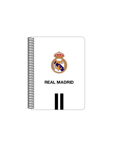 Cuaderno espiral safta cuarto 80 h 60 gr cuadro 4 mm tapa extradura real madrid 1 equipacion 20 21